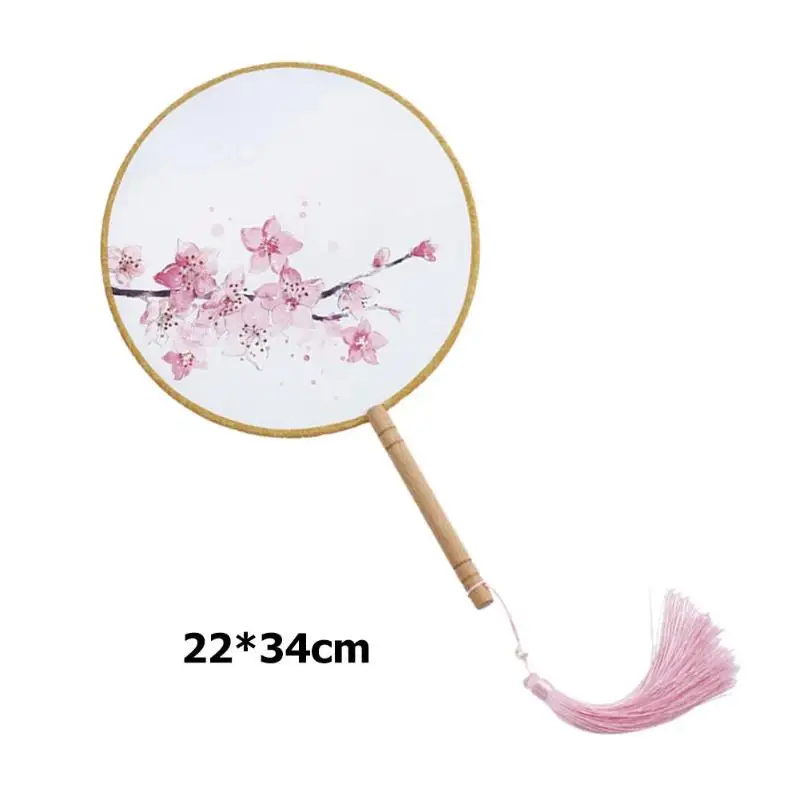 Традиционный китайский Шелковый веер цветок кисточкой античный танец Круглый
