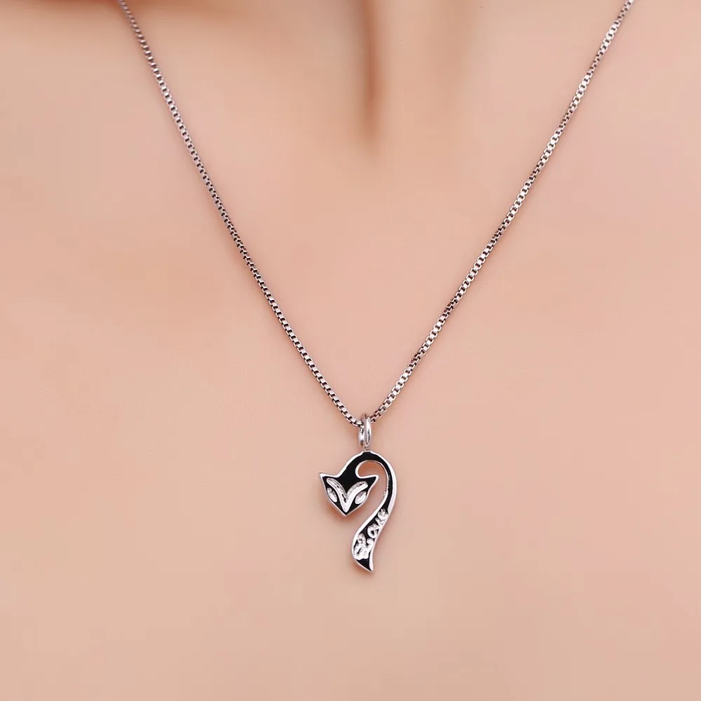 Homhul Серебряный яркий лиса кулон Цепочки и ожерелья с водой ткань цепочку для Для