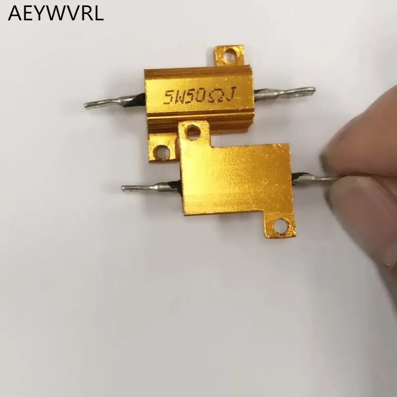 RX24 5 Вт Мощность металлический корпус алюминиевый Золотой резистор 1R 2R 3R 4R 5R 6R 8R 10R 15R 20R 30R 50R 100R 220R 1K