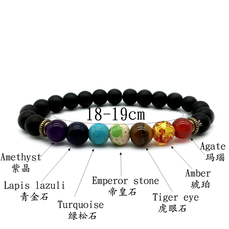 Черный матовый 7 чакр мужской браслет черная лава исцеляющий баланс бусы молитва