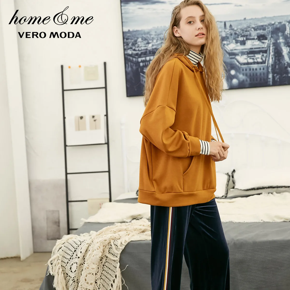 Vero Moda Весна и лето Поддельные из двух частей подкладка щеткой Досуг толстовки Одежда Толстовка | 3184R3506