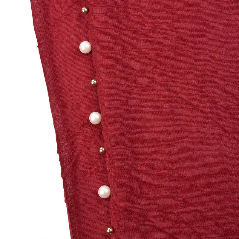 Женский элегантный плиссированный шарф с жемчугом SF843|cotton scarf|brand design scarfbrand fashion
