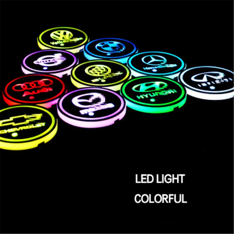 Автомобильный внутренний светодиодный коврик для чашки воды 4 шт цветные