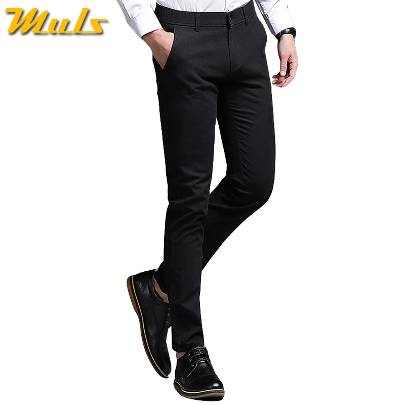 2019 Autumn New Fashion Pants Men Slim Fit Classic Casual Mens Full Length Male Black Blue Cream Plus Size 38 40 | Мужская одежда