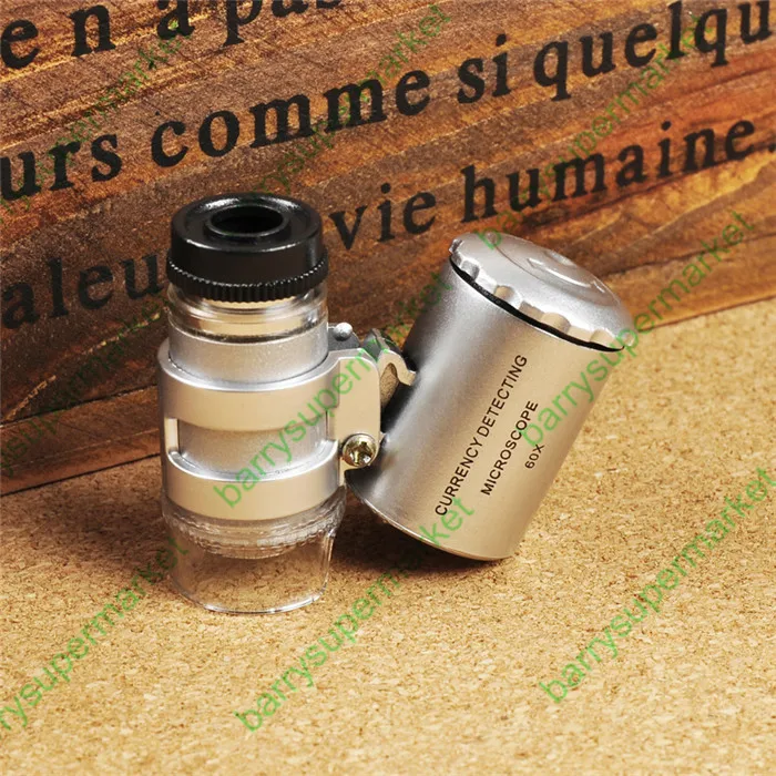 

10pcs Jeweller LED 60x Magnifier Mini Pocket Zoom Microscope with battery