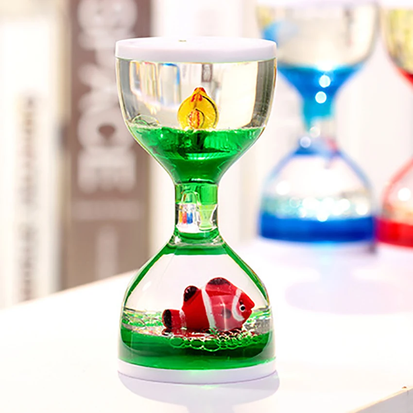 Жидкое движение Bubbler таймер/плавающая Морская жизнь морские создания настольная игрушка жидкий таймер песочные часы для сенсорной игры, ерзания