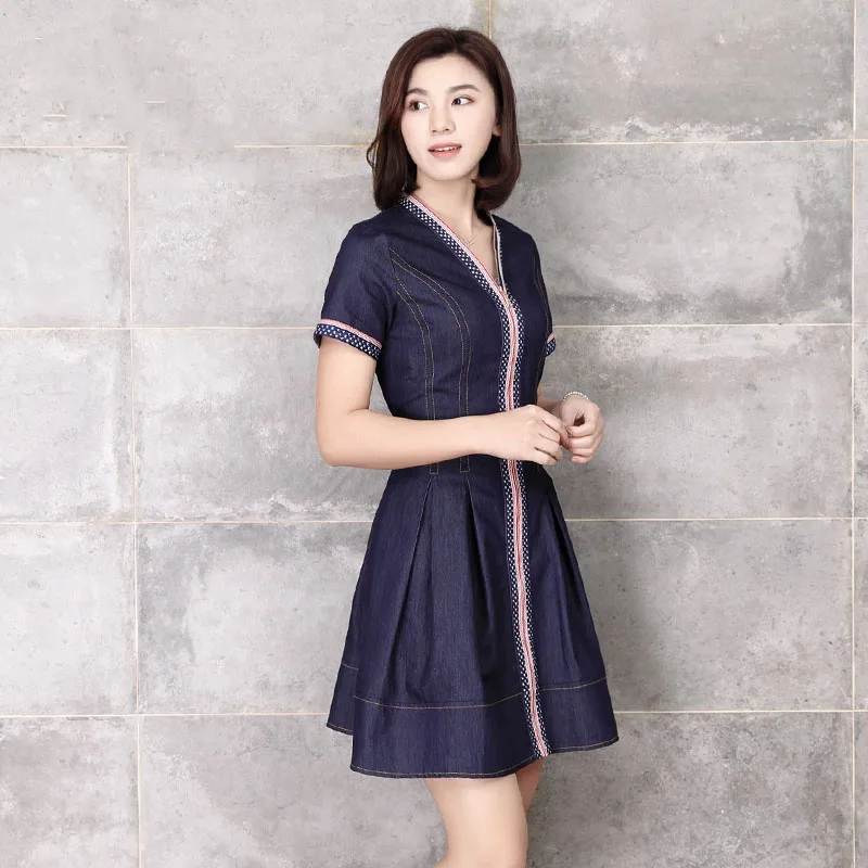 Новые летние женские платья модные большие размеры v-образный вырез тонкая талия