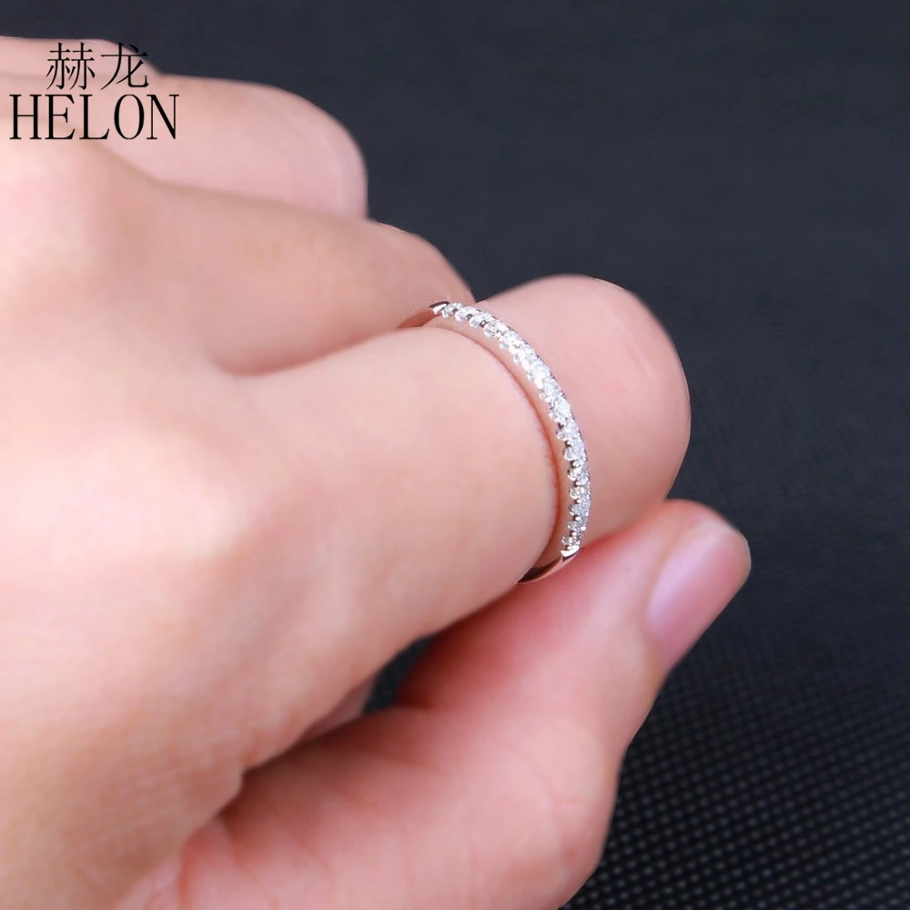 HELON однотонные 14k белые золотые блестящие свадебные бриллианты Половина Вечности