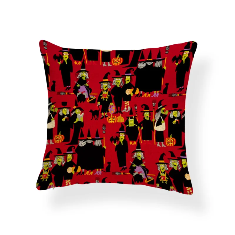 Horror Pumpkin Witchcraft Cushion Cover Halloween Sugar Skull Pillowcase European Meditation Home Decor Throw Pillow 45*45 Linen | Дом и сад