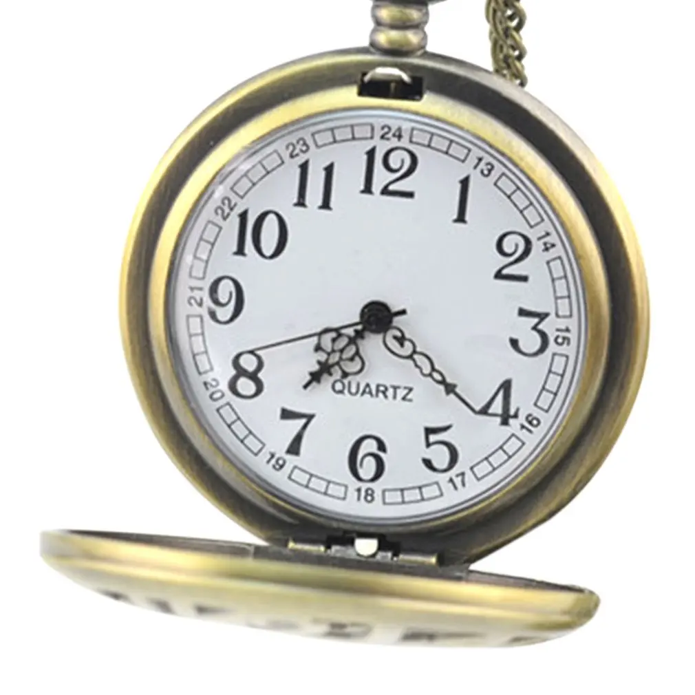 Lover's Bronze Vintage Antique Skull Head And Gun Pattern Pocket Watch Necklace Clock With Chain | Наручные часы