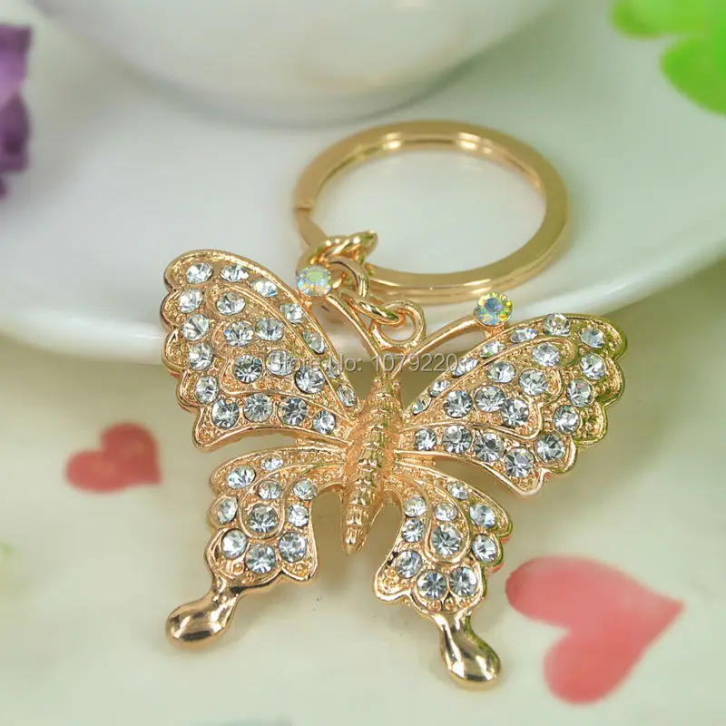 D бабочка брелок Подвеска со стразами автомобильный сумка для ключей ювелирные