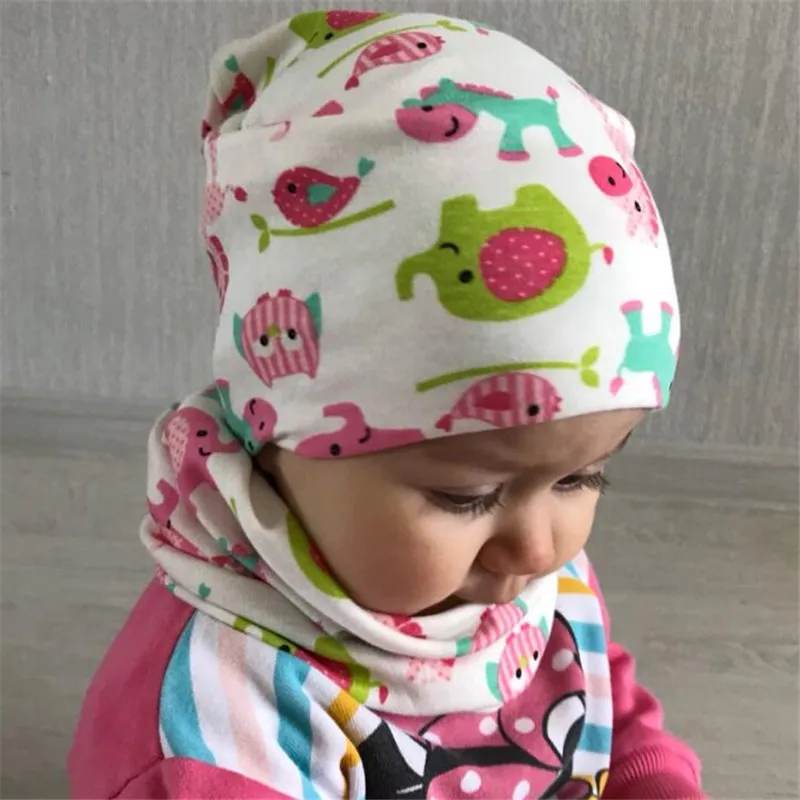 Новинка; Весенняя хлопковая детская шапка; шарф с принтом сердца; вязаная шапка для мальчиков и девочек; шарф; осенне-зимняя детская шапка для малышей; Шапка-бини
