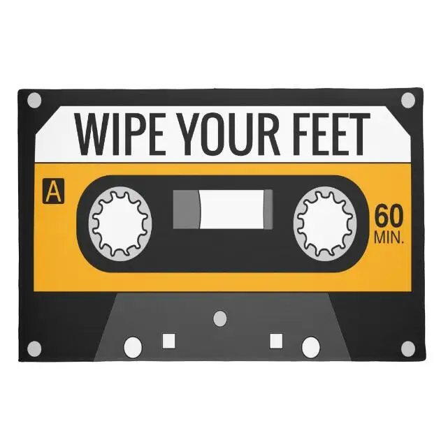 

Новый черно-желтый дверной коврик в виде кассеты, забавная лента, протрите ваши ноги, цитата, приветственные дверные коврики, Ретро винтажный креативный декоративный домашний коврик