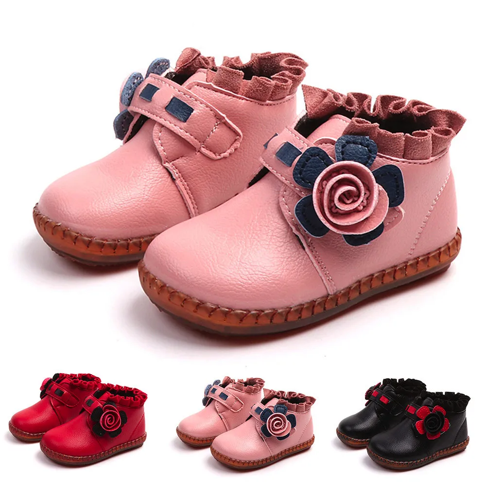 Детские теплые ботинки Martin с цветочным принтом для мальчиков и девочек детская