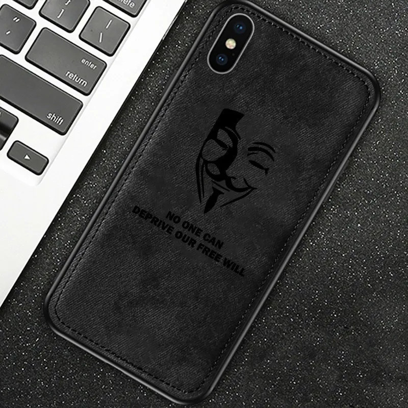 BlackMask Для Iphone 7 Чехол 8 6 6s Plus X Xs Max Xr тканевый текстурный силиконовый чехол для телефона V для Vendetta тканевый Мягкий защитный чехол Coque - Цвет: BlackMask