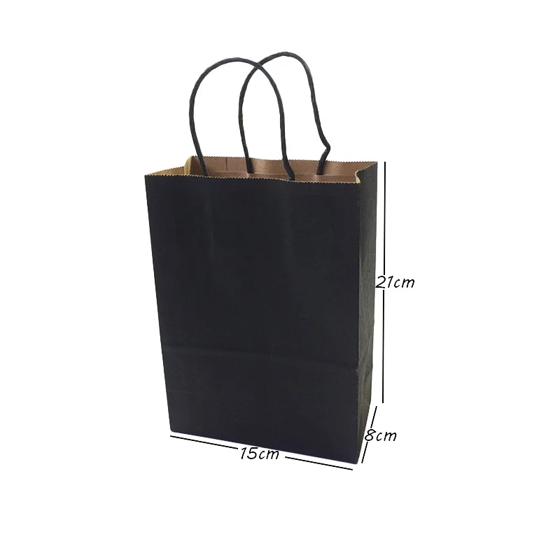 21x15x8 10 Pcs/lot Gift Bags With Handles function High-end Black Paper Versatile 6 Size Recyclable Environmental Protection Bag - Цвет: 21x15x8