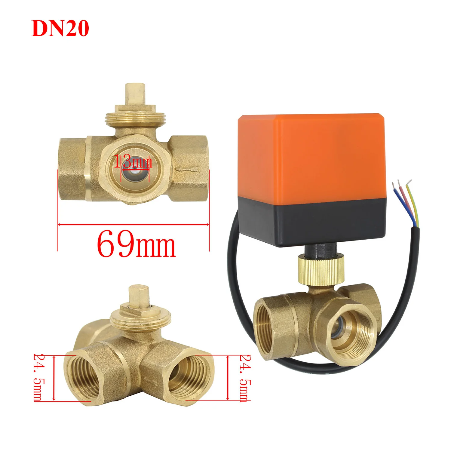 AC220V/24 V DC5V/12 V/24 V 2 way латунный моторизованный шаровой клапан электрический привод DN15-DN50 номинально открыть/закрыть