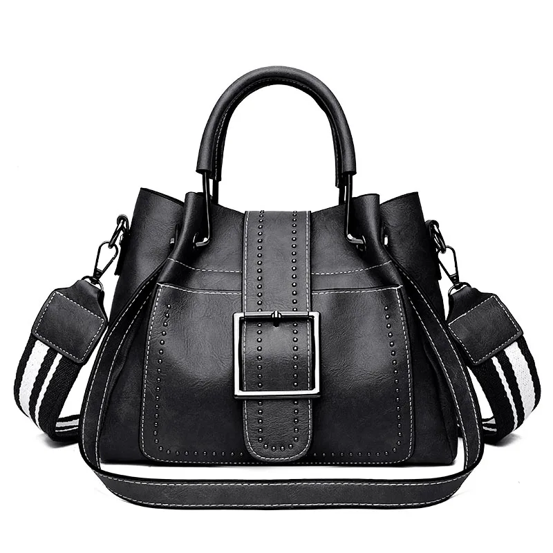 Black-3 Новая женская сумка-тоут, роскошные кожаные сумки, женские сумки, дизайнерская женская сумка через плечо, основная женская большая сумка через плечо - Цвет: Black-3