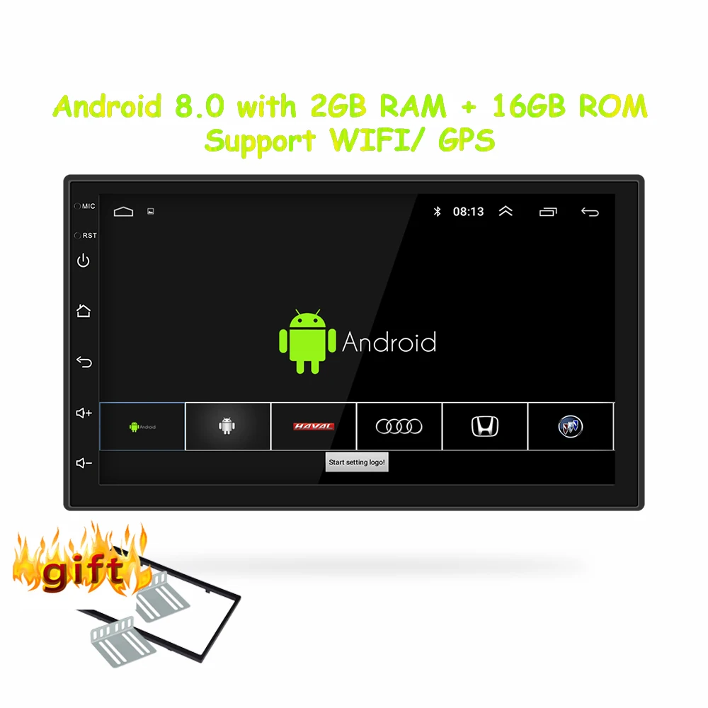 radio with frame Android 8,0 Универсальное автомобильное радио 2 din автомобильное радио gps android 2 Гб ОЗУ+ 16 Гб ПЗУ dvd-плеер gps навигация wifi Bluetooth MP5 плеер - Цвет: radio with frame