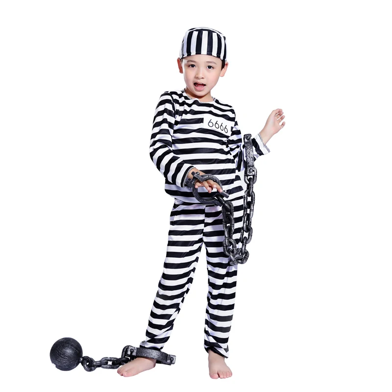 Костюм для косплея на Хэллоуин одежда мальчиков детский полосатый костюм