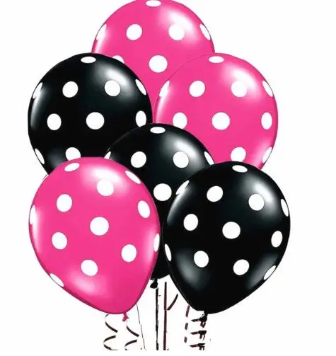 black pink 24 шт. 12 дюймов красные и черные латексные воздушные шары в горошек для детского дня рождения, свадьбы, декоративные принадлежности, Детские вечерние надувные воздушные шары - Цвет: black pink