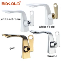 bathroom basin faucet hot and cold double waterfall faucet goldwhite single handle deck vanity sink mixer water taps br5905