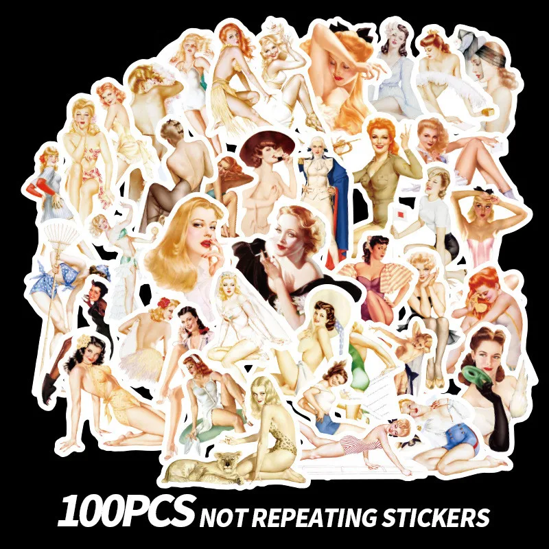 100 шт. смешанный Ретро плакат девушка красота граффити наклейка s для мото