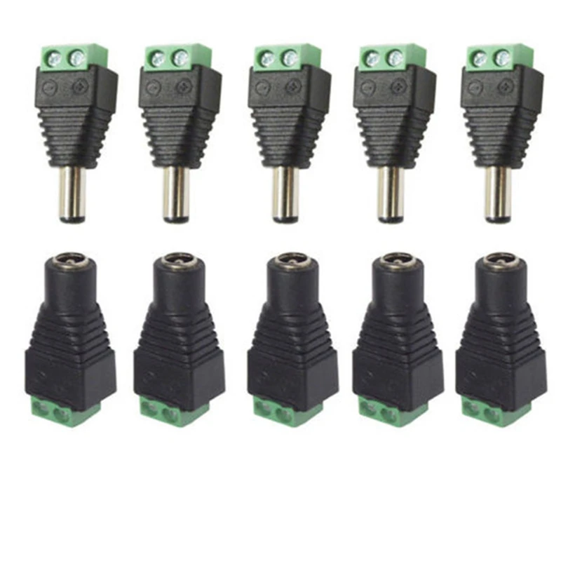 

5 Set CCTV Cameras 2.1mm x 5.5mm Female Male DC Power Plug Adapter DC Power Female Plug Adapter Connector Male Plug Socket