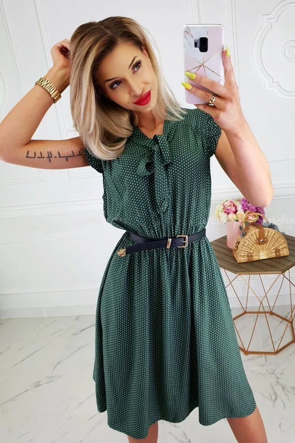 AvoDovA Bohemian Summer Women Dot Chiffon Dresses Fashion Sleeveless O Neck Ruffles Female Dress | Женская одежда