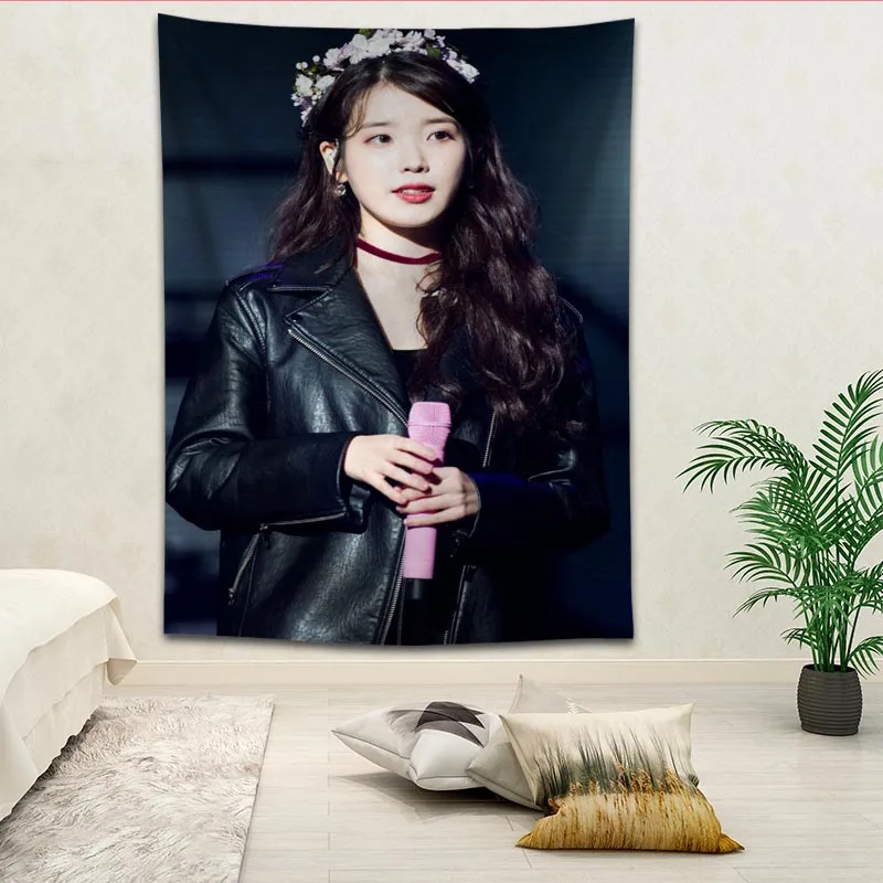 KPOP IU гобелены для гостиной спальни Висячие настенные гобелены домашний декор в стиле ретро Йога пляжный коврик логотип на заказ - Цвет: 1
