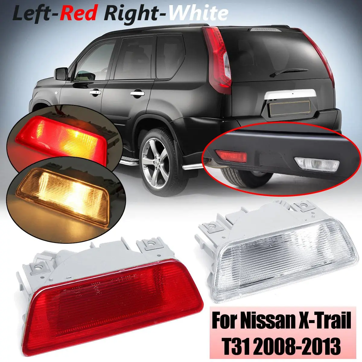 1 шт. задний бампер светильник противотуманная фара для Nissan X-Trail, T31 2008 2009 2010 2011 2012 2013 заднего тормоза задний фонарь лампа с отражателем
