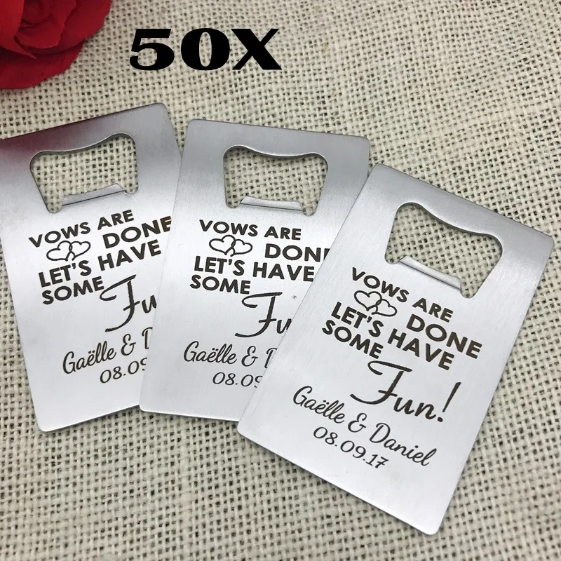 50 шт. свадебные Открывашки для бутылок с выгравированным именем жениха и