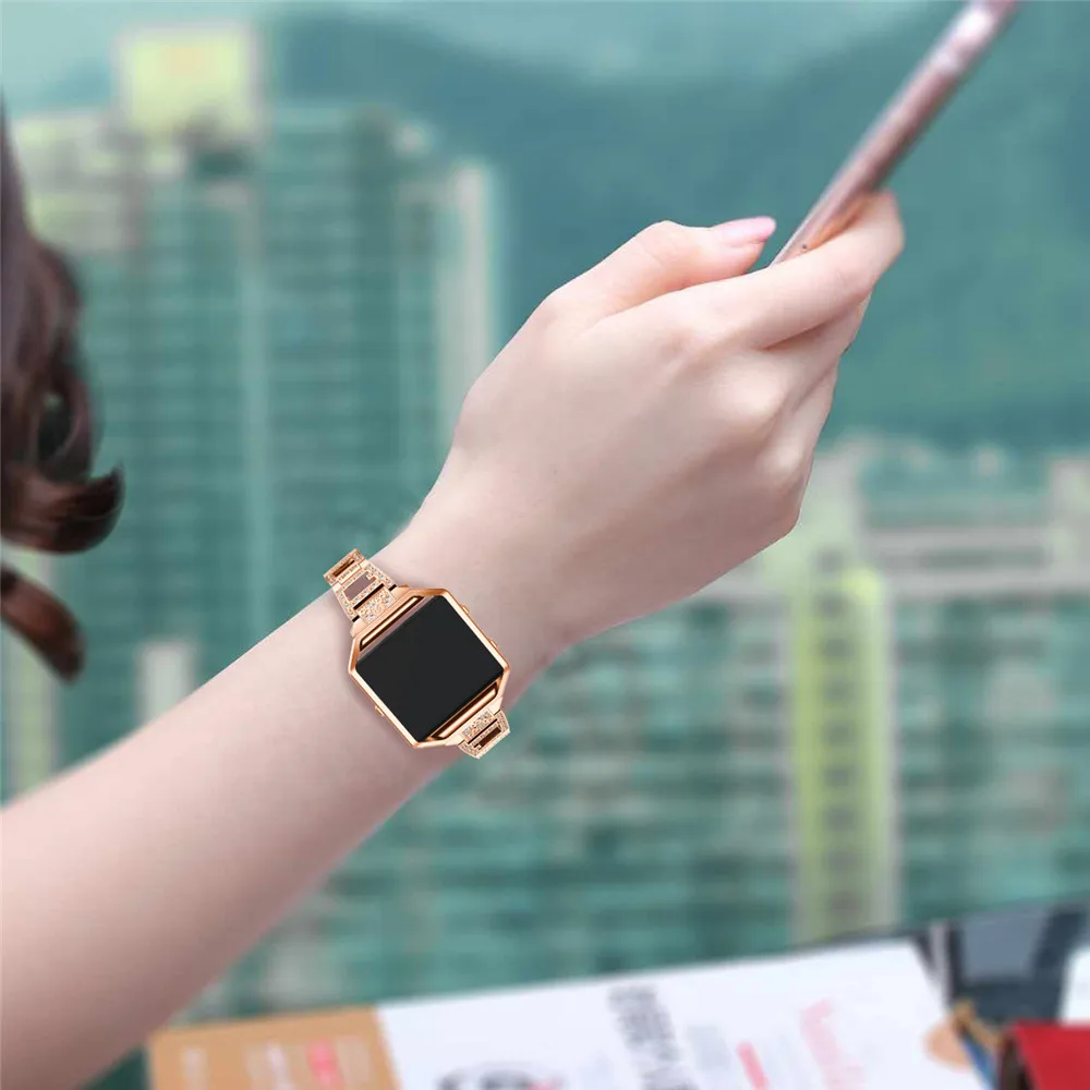 Умный браслет 23 мм для Fitbit Blaze сплав стальные часы полосы умные аксессуары горный хрусталь браслет ремешок с металлической рамкой чехол