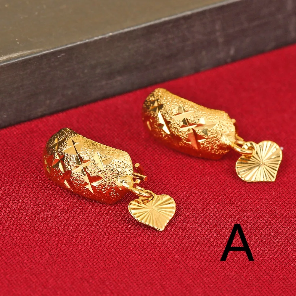 Африканские женские серьги в эфиопском стиле желтое золото форме сердца Дубая