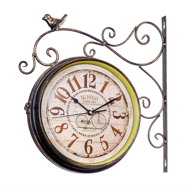 Двухсторонние настенные часы винтажные из кованого железа цифровые Duvar Saati | Дом и