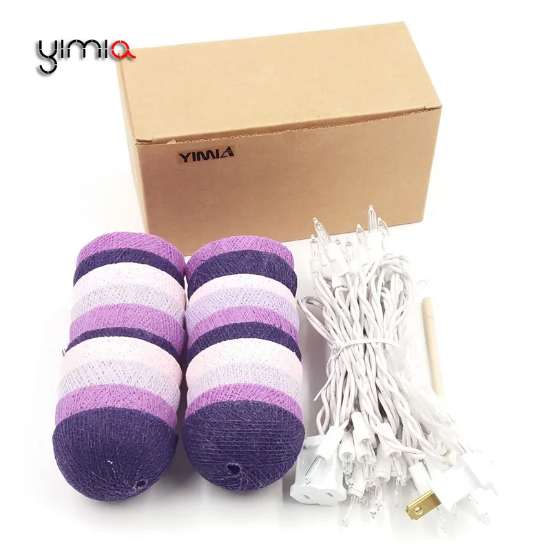 СВЕТОДИОДНАЯ Гирлянда YIMIA с 20 хлопковыми шариками рождественское уличное