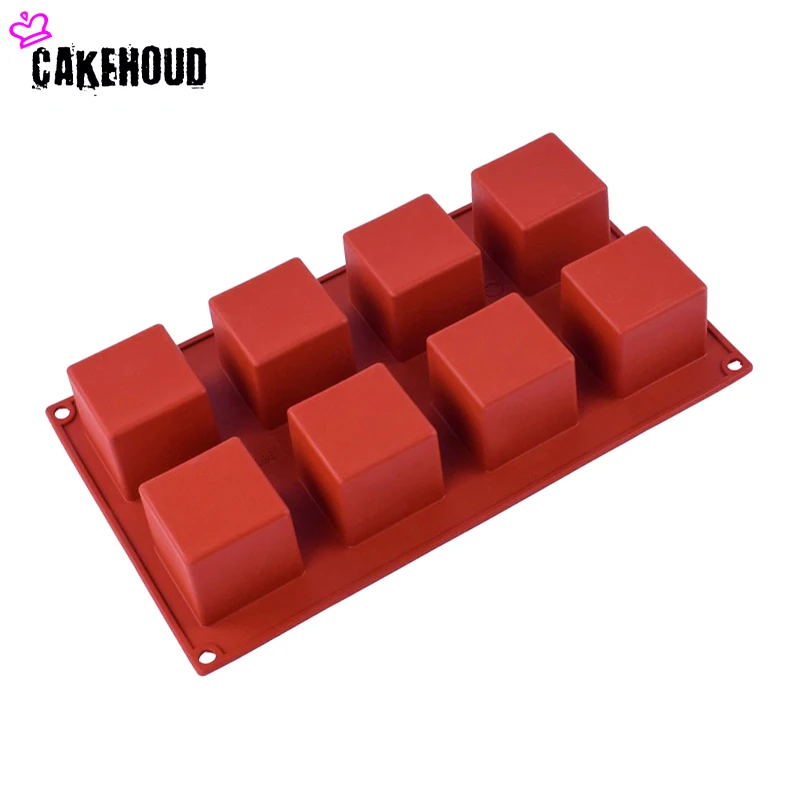 CAKEHOUD 8 отверстий маленький квадратный 3D форма антипригарная силиконовая форма для выпечки DIY Желе мусс для Маффин мороженое инструмент для шоколада