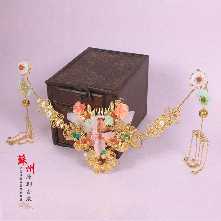 Ручной работы Hanfu аксессуары для костюма фото дома KongQue Длинная кисточка золотые