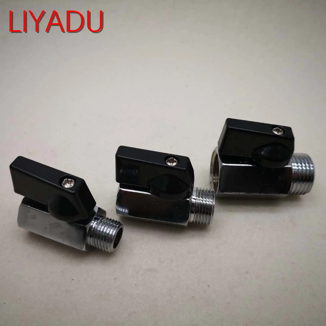 

2pcs Mini Brass Ball Valve Chrome Plated 1/4 3/8 1/2 BSP Female x Male Air Compressor Control Mayitr For Air Oil Water