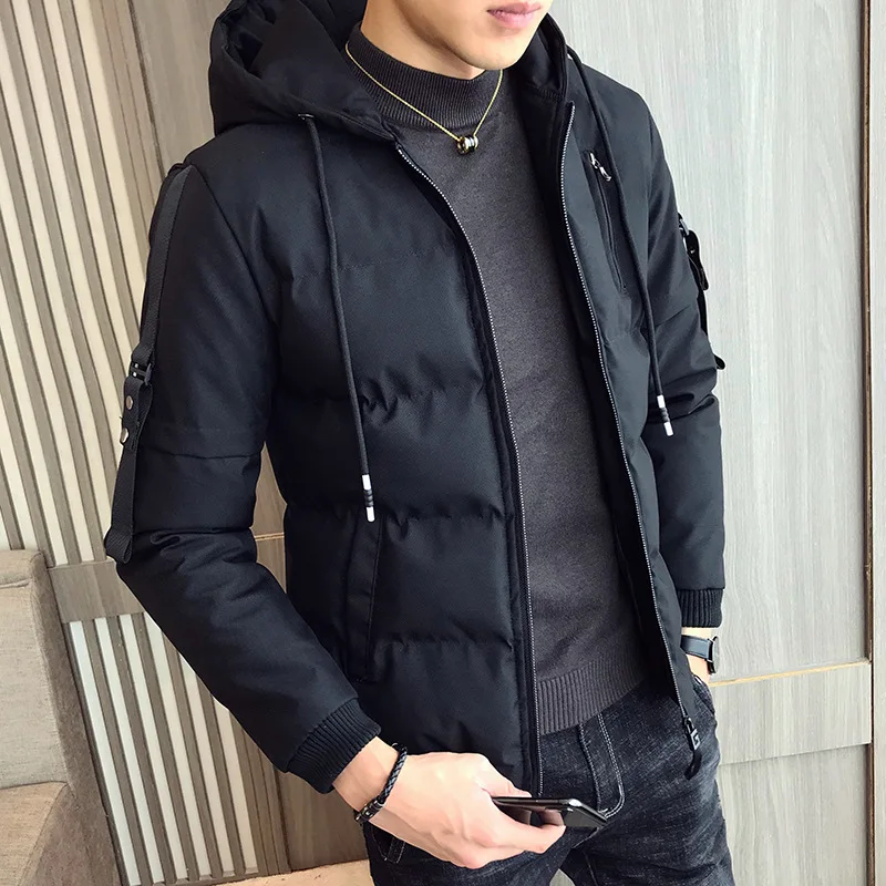 

The new cotton male winter cotton-padded jacket pure color winter jacket coat of cultivate one's morality even cap