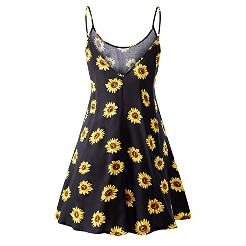 Модное женское летнее пляжное платье-качели без рукавов с цветочным принтом и