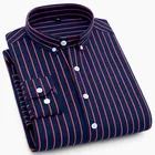 Высококачественная Мужская деловая Повседневная рубашка на пуговицах с длинными рукавами, Классическая приталенная Мужская рубашка в полоску