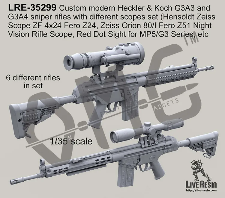 Живая Смола LRE 35299 1/35 Пользовательские Современные hckler & Koch G3A3 и G3A4 снайперские