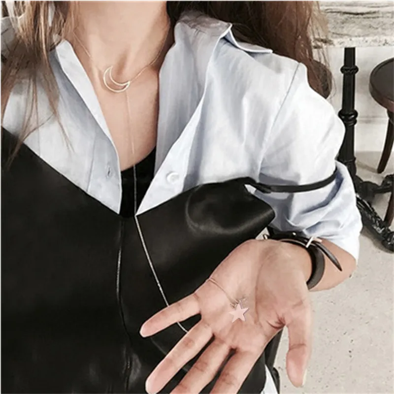 X17 новый стиль ожерелье с подвеской в виде Луны и звезды хит продаж 2017 Золотая