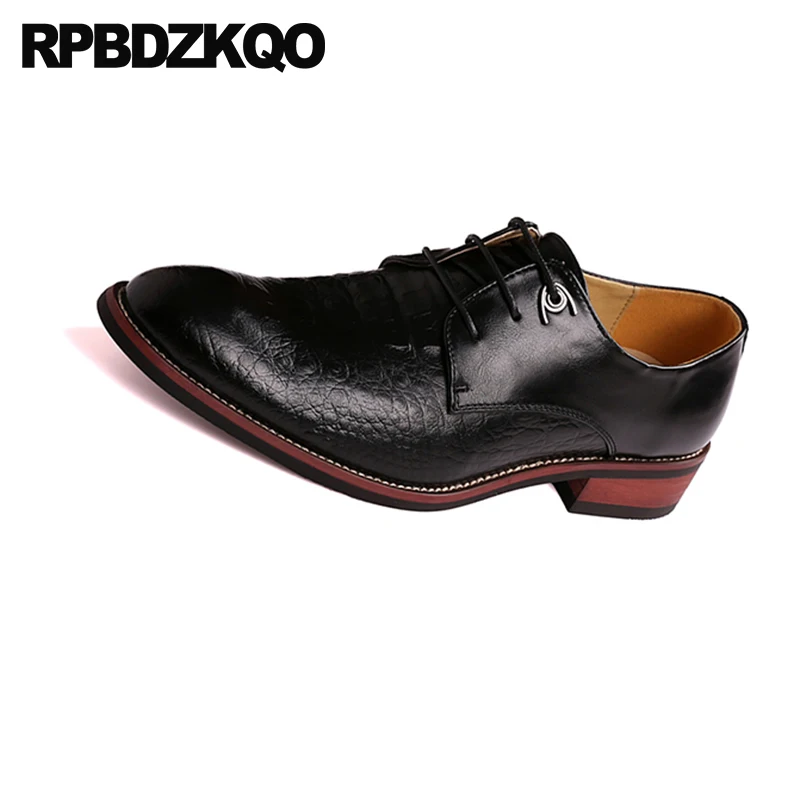 Деловые оксфорды элегантное платье из кожи аллигатора зимняя черная Свадебная