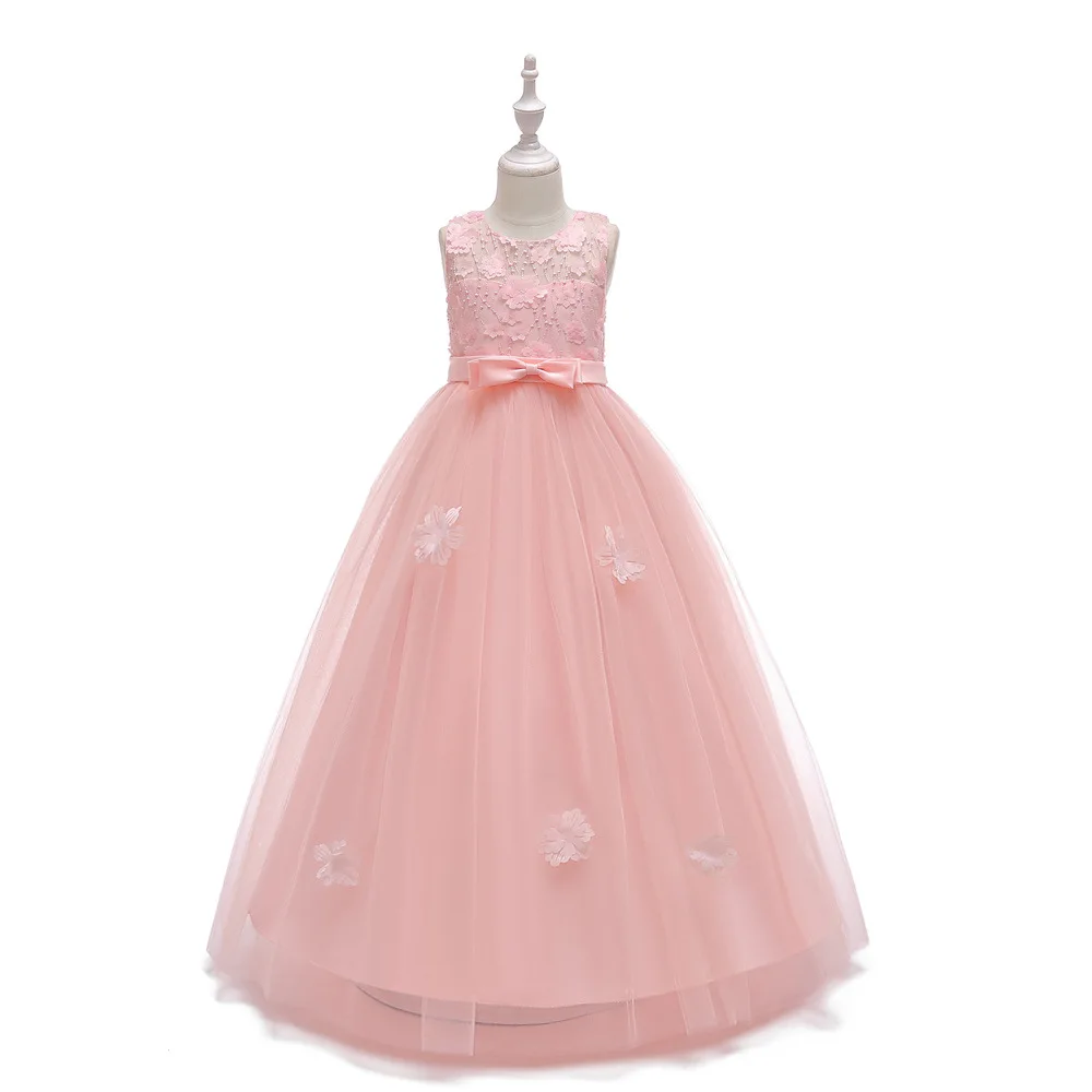 Kids Girl Dress Princess Formal Clothes For Girls First Feast Dress Wedding Party Girl Dress Bridesmaids Gown For Teen Girls - Цвет: Pink