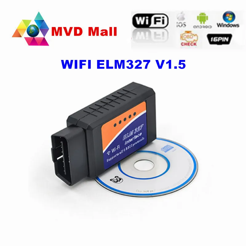 Лучшее качество V1.5 ELM327 WI FI OBD АВТОМАТИЧЕСКИЙ OBD2 / OBDII сканера на IOS и Android ELM 327 Wi Fi