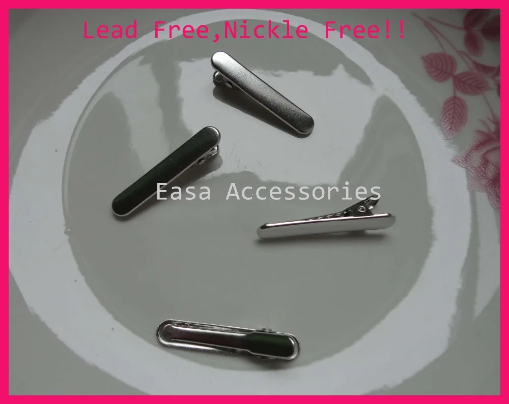 

50PCS silver 8mm*3.8cm Baguette Shape plain Metal Alligator Clips slim oval hair clips barrette Lead free and Nickle free