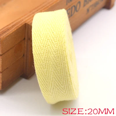 DIY Новые красочные 20 мм шеврон хлопок ленты тесьма сельдь bonebinding ленты кружева обрезки для упаковки аксессуары - Color: yellow 605