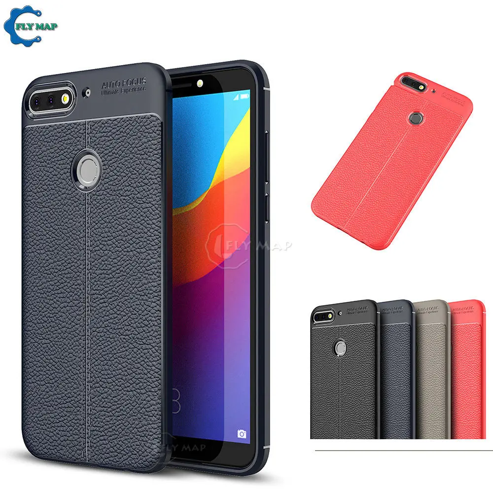Soft Cover for Huawei Honor 7C Pro LND-L29 5.99 Litchi Leather Grained Silicon Phone Case C7 LND L29 |